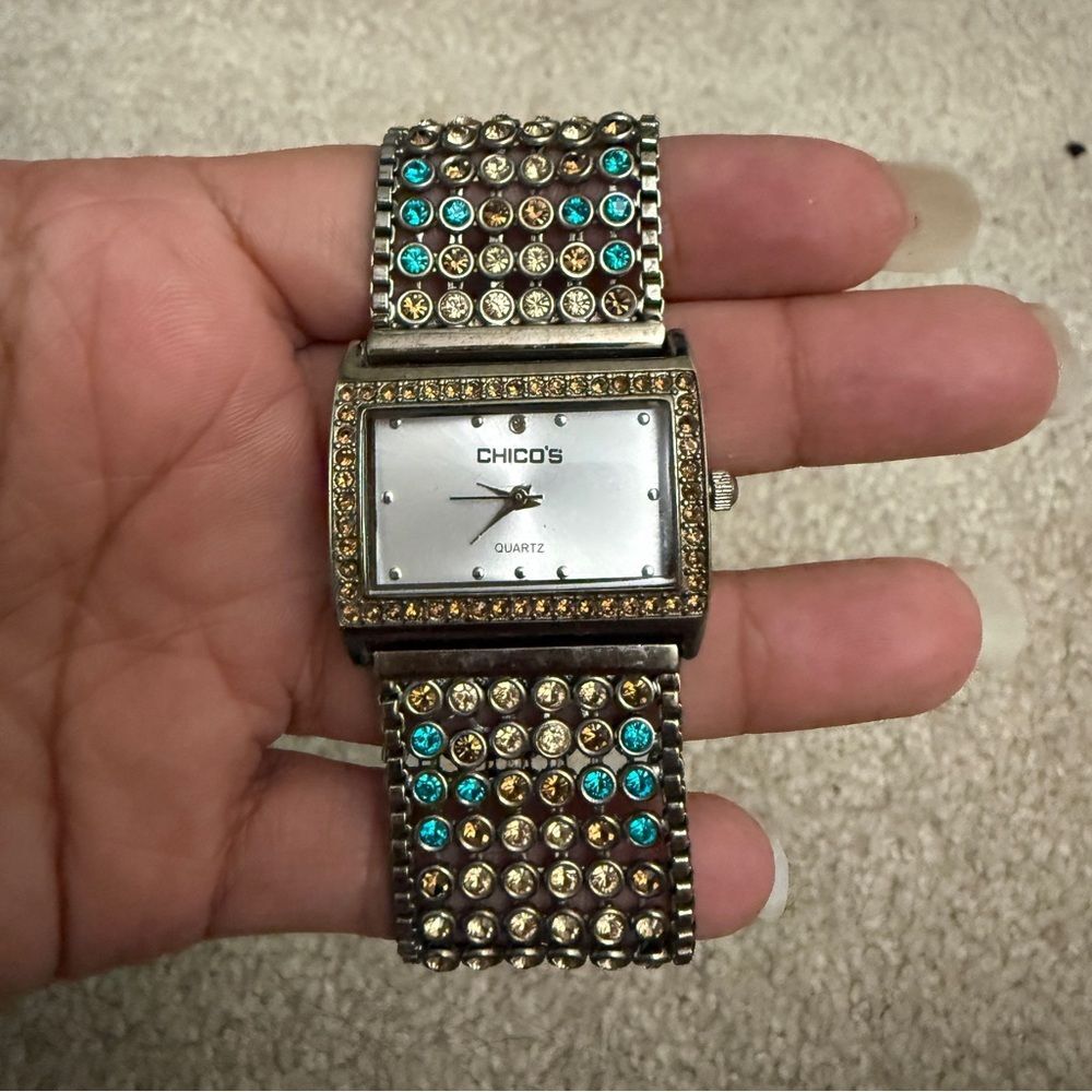 Chico's Gold and Turquoise Studded Watch